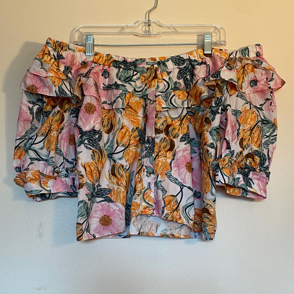 Cecilia Pettersson Anthropologie Women Blouse Ruffled Off-The-Shoulder Size MP